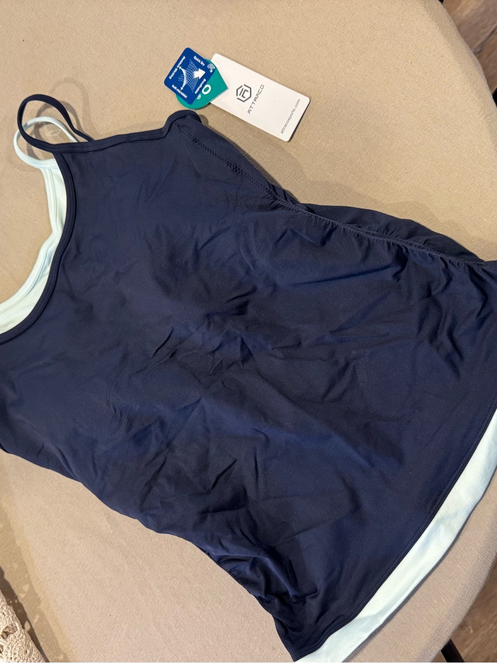 NWT Navy /Mint Double-Layer Performance Tank